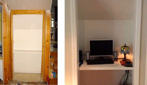 Tiny Office Under the Stairs - before-after