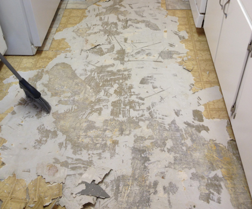 Tearing Out Old Kitchen Flooring, Removing Vinyl Floor Tiles